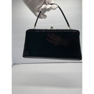 Vintage Harry Levine HL Made in USA Black Patent Leather Handbag Clutch